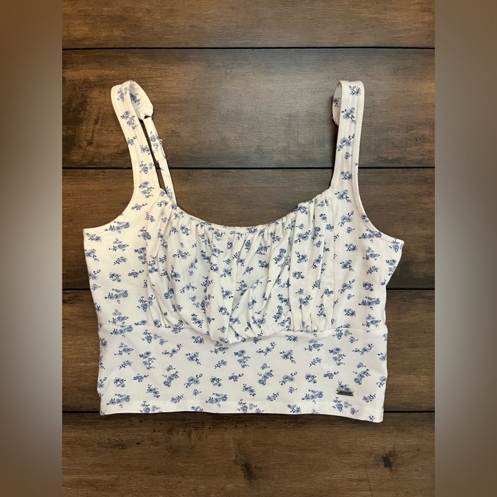 White and blue hollister tank top
